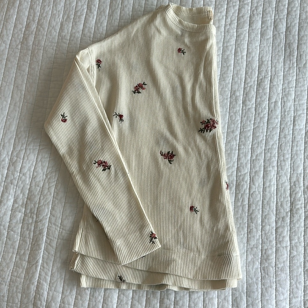 Altar’d state rose embroidery cream shirt